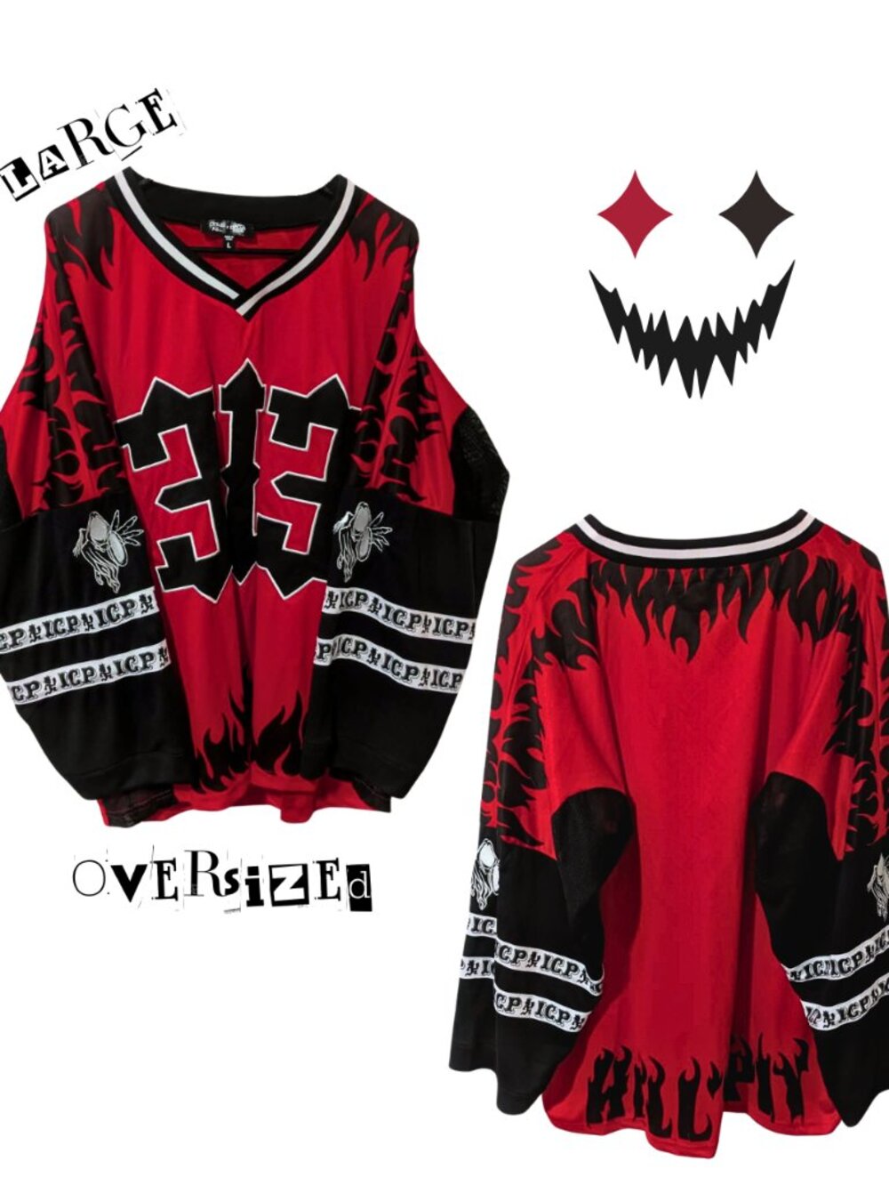 NWT Dolls Kill x Insane Clown Posse Oversized Juggalo Hockey Jersey Unisex Large